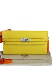 Hermes Kelly Original Saffiano Leather Bi-Fold Wallet A708 Lemon PY2219ju23