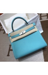 Hermes Kelly Shoulder Bag Original TOGO Leather KY3255 sky blue PY319vO68