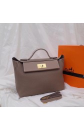 Hermes Kelly togo Leather Tote Bag H2424 grey PY584kH80