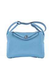 Hermes Lindy 30CM Grainy Leather Shoulder Bag H6207 Light Blue PY1552SS41