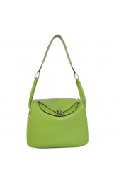 Hermes Lindy 30CM Havanne Handbags 1057 Light Green Leather Silver Hardware PY1947JQ80