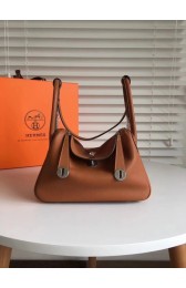 Hermes Lindy Original Togo Leather Bag 5086 Brown PY792xy73