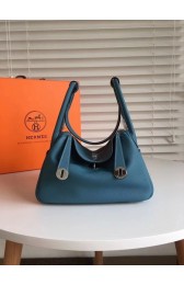 Hermes Lindy Original Togo Leather Bag 5086 Dark Blue PY790rN91