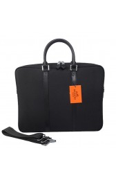 Hermes Mens Briefcase Canvas & Leather H1656 Black PY1715DS71