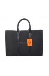 Hermes Mens Briefcase Canvas & Leather H1691 Black PY1716XW58