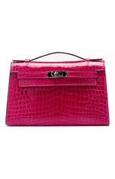 Hermes MINI Kelly 22cm Clutch Croco Leather KL22 Rose PY1089EB28