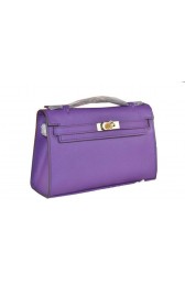 Hermes MINI Kelly 22cm Tote Bag Calfskin Leather Purple PY1531Mv33