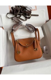 Hermes mini Lindy Original Togo Leather Bag OLD19 brown PY101Kv47