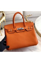 Hermes original Epsom Leather HB35O orange&silver Metal PY578Bt18