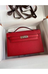 Hermes Original Epsom Leather KEL2278 red&Silver-Tone Metal PY379KD87