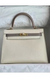 Hermes Original Epsom Leather KEL2578 cream&grey PY341Ac56