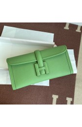 Hermes Original Espom Leather Clutch 37088 light green PY241hl54