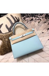 Hermes original Kelly Epsom Leather KL32 light blue Silver hardware PY690io40