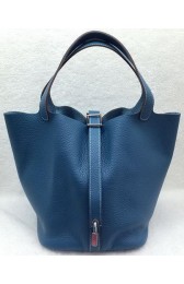 Hermes Picotin Lock 22cm Bags Litchi Leather HPL1048 Blue PY1205su78