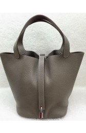 Hermes Picotin Lock 22cm Bags Litchi Leather HPL1048 Grey PY1206Oe12