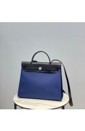 High Imitation Hermes Herbag 31CM Original Canvas Leather & Calfskin 48887 blue&black PY116ng31