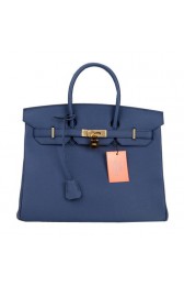 High Quality Fake Hermes Birkin 35CM Tote Bag Dark Blue Original Leather H35 Gold PY1671kU69