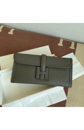 High Quality Hermes Original Espom Leather Clutch 37088 dark gray PY229Es35