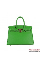 High Quality Imitation Hermes Birkin 30CM Tote Bags Green Clemence Leather Gold PY1891Vu82