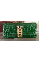 High Quality Replica Hermes Croco Leather Clutch H88017 Green PY1026aR54