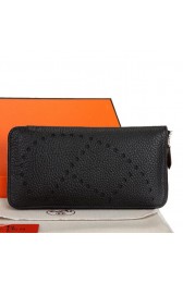 Hot Replica Hermes Evelyn Long Zip Wallet A808 Black PY2264wR89