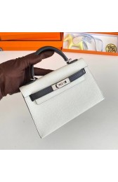 Hot Replica Hermes Kelly 19cm Shoulder Bags Epsom Leather KL19 Silver hardware white&black PY218wR89