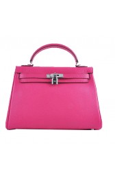 Hot Replica Hermes Kelly 32cm Shoulder Bags Rosy Grainy Leather Silver PY1582wR89