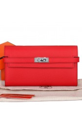 Imitation AAA Hermes Kelly Original Saffiano Leather Bi-Fold Wallet A708 Red PY2224kf15