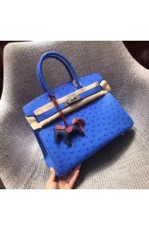 Imitation Best Hermes Real ostrich leather birkin bag BK35 blue PY742NP24