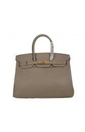 Imitation Cheap Hermes Birkin 35CM Tote Bag Gray Clemence Leather H35 Gold PY1784GU35