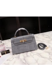 Imitation Cheap Hermes Kelly 19cm Tote Bag crocodile Leather KL19 grey PY761GU35