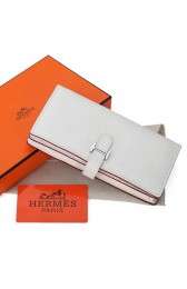 Imitation Hermes Bearn Japonaise Bi-Fold Wallet Grainy Leather A208 White PY2204VO34