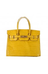 Imitation Hermes Birkin 30CM Tote Bags Yellow Iridescent Croco Leather Gold PY1621zN91