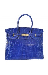 Imitation Hermes Birkin 35CM Tote Bag Blue Iridescent Croco Leather Gold PY1613JC57