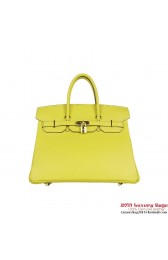 Imitation Hermes Birkin 35CM Tote Bag Lemon Clemence Leather H6089 Gold PY1894lH78