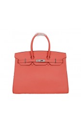 Imitation Hermes Birkin 35CM Tote Bag Light Red Clemence Leather H35 Silver PY1781SU34