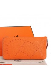 Imitation Hermes Evelyn Long Zip Wallet A808 Orange PY2265Nj42