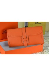 Imitation Hermes Jige Clutch Bag Calfskin Leather Orange PY1522VO34