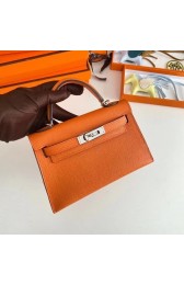 Imitation Hermes Kelly 19cm Shoulder Bags Epsom Leather KL19 Silver hardware orange PY210Gp56