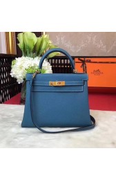 Imitation Hermes Kelly 32cm Shoulder Bag TOGO Leather KY32 Blue PY885SU87