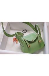 Imitation Hermes mini Lindy Togo Leather Bag LD19 green&gold-Tone Metal PY544SU87