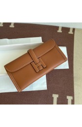 Imitation Hermes Original jige swift Leather Clutch 37088 brown PY249JC57