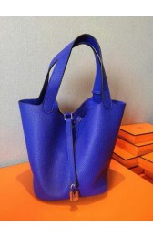 Imitation Hermes Picotin Lock 22cm Bags Litchi Leather HPT22 Blue PY1233Gp56