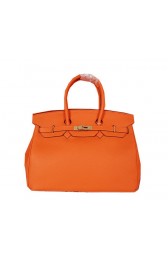 Imitation High Quality Hermes Birkin 35CM Tote Bag Orange Original Grainy Leather H35 Gold PY1687Bo39