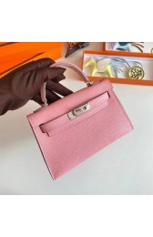 Imitation Top Hermes Kelly 19cm Shoulder Bags Epsom Leather KL19 Silver hardware pink PY206tr16