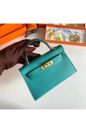 Knockoff Hermes Kelly 19cm Shoulder Bags Epsom Leather KL19 Gold hardware Lake blue PY205Ez66