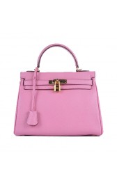 Knockoff Hermes Kelly 28cm Shoulder Bags Sakura Grainy Leather Gold PY1560kD96