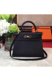 Knockoff Hermes Kelly 32cm Shoulder Bag TOGO Leather KY32 Black PY889WW40