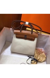 Knockoff Hermes mini Herbag Original Canvas Leather & Calfskin 45987 Offwhite&brown PY441kC27