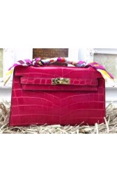 Knockoff Hermes MINI Kelly 22cm Tote Bag Croco Leather KL22 Rose PY967TL77